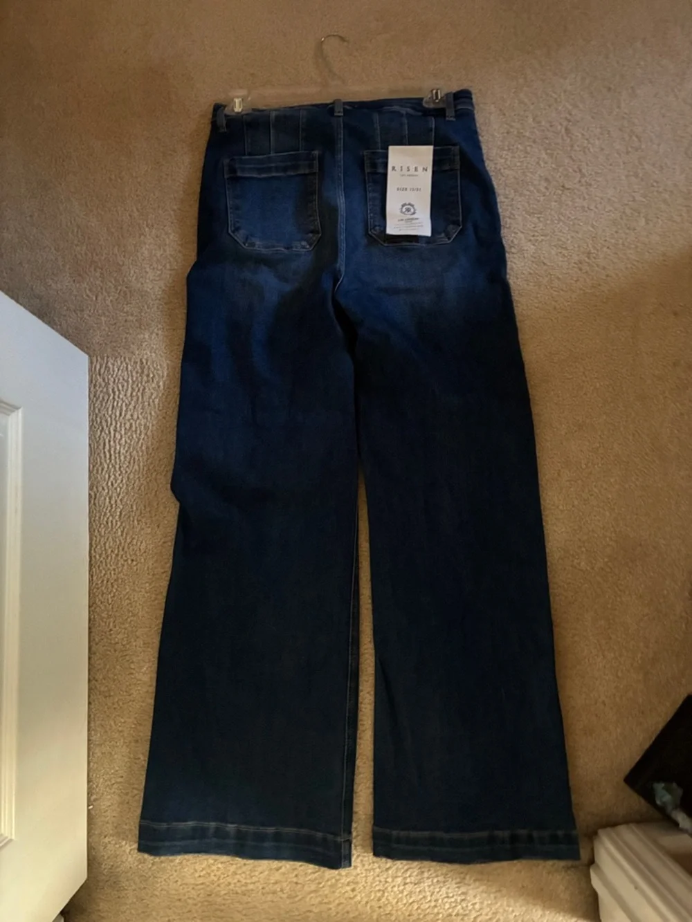 Wide Leg Women's Jeans - Dark Blue Flare - Picture 2 of 4